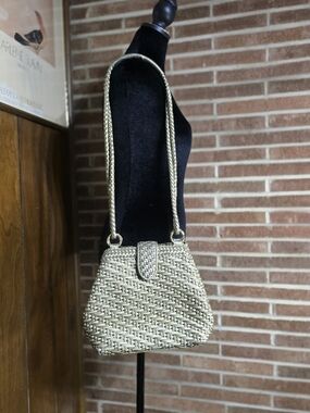 Vintage Warren Reed Woven Metallic Shoulder Bag - Gold & Silver